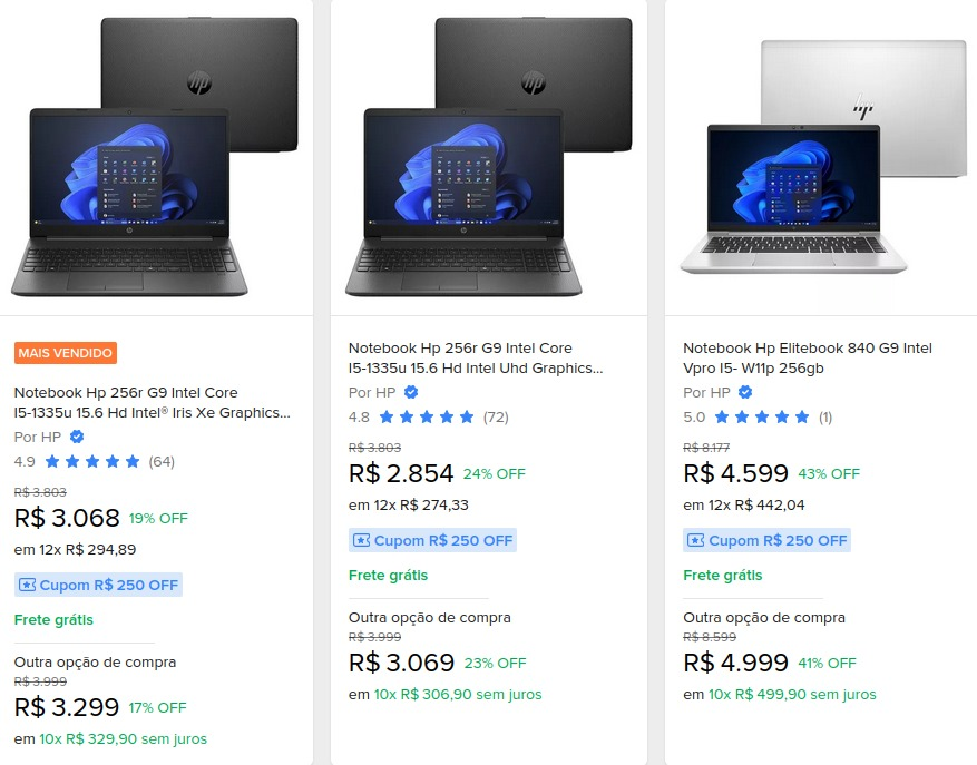 Oferta de Cupom em Notebooks HP